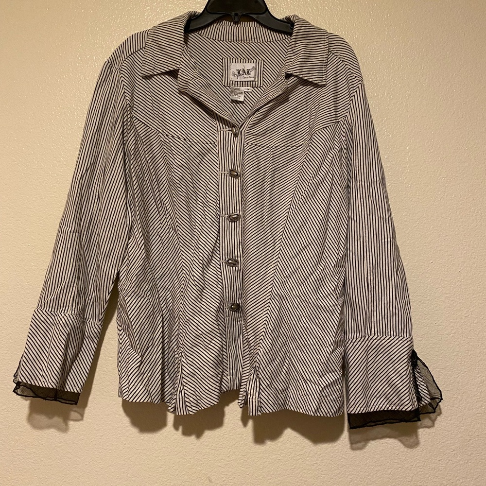 Live a Little Black and White Striped Blazer Size 1X